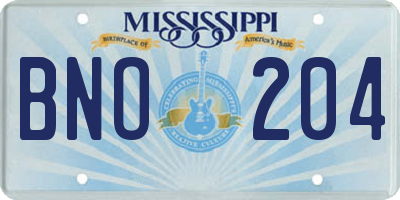 MS license plate BNO204