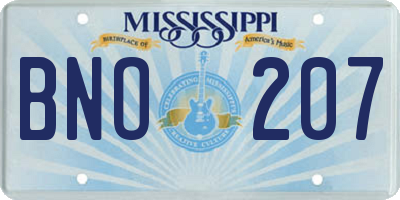 MS license plate BNO207