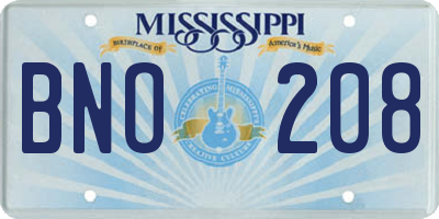 MS license plate BNO208