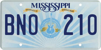 MS license plate BNO210