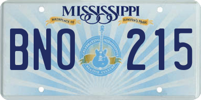 MS license plate BNO215
