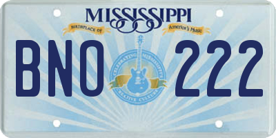 MS license plate BNO222
