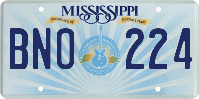 MS license plate BNO224