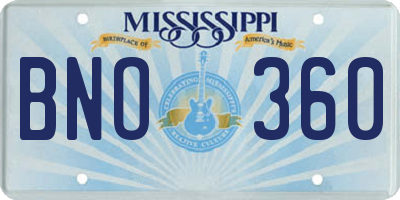 MS license plate BNO360