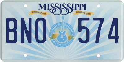MS license plate BNO574