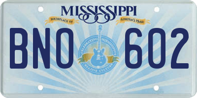 MS license plate BNO602