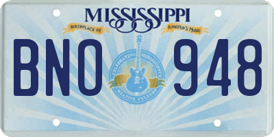 MS license plate BNO948