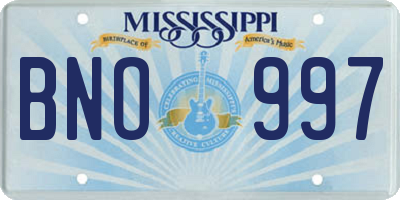 MS license plate BNO997