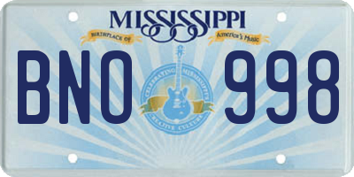 MS license plate BNO998