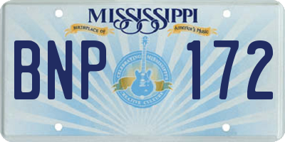 MS license plate BNP172