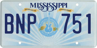 MS license plate BNP751