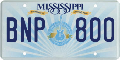 MS license plate BNP800