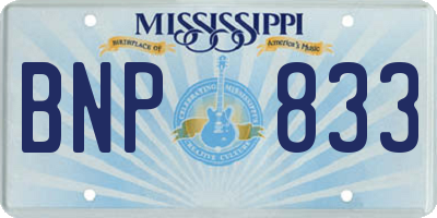 MS license plate BNP833