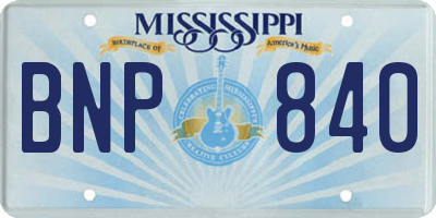 MS license plate BNP840