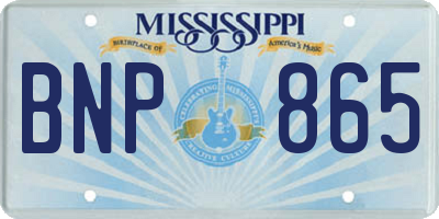 MS license plate BNP865