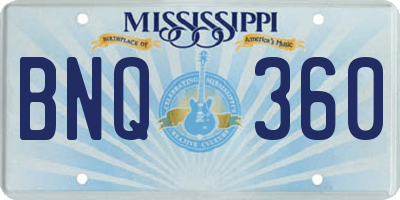 MS license plate BNQ360