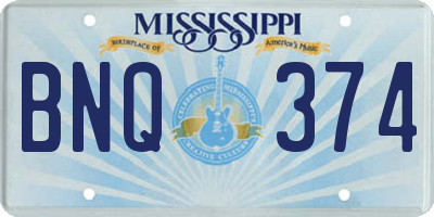 MS license plate BNQ374