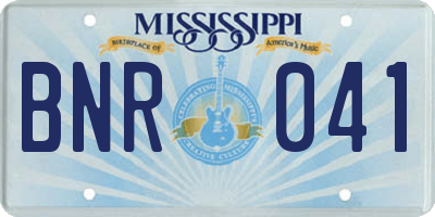 MS license plate BNR041