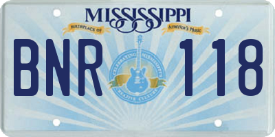 MS license plate BNR118