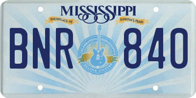 MS license plate BNR840