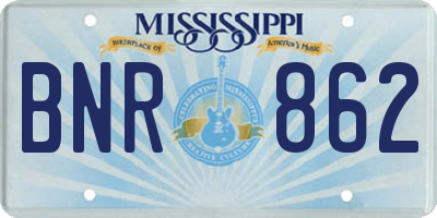 MS license plate BNR862
