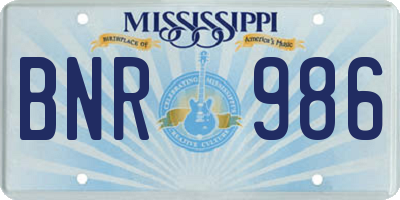 MS license plate BNR986
