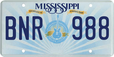 MS license plate BNR988