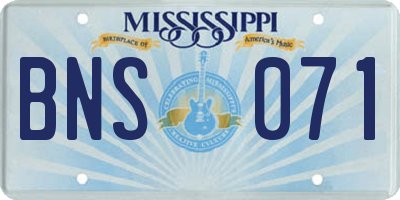 MS license plate BNS071