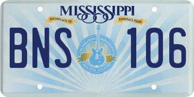 MS license plate BNS106