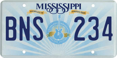 MS license plate BNS234