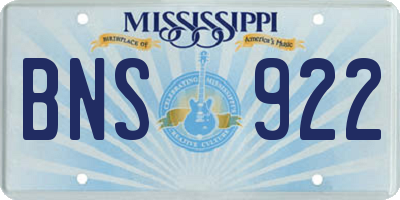 MS license plate BNS922