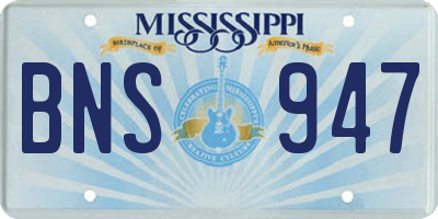 MS license plate BNS947
