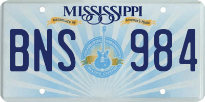 MS license plate BNS984