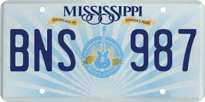 MS license plate BNS987