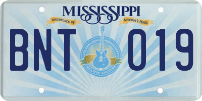 MS license plate BNT019