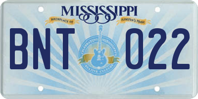 MS license plate BNT022