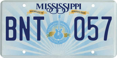 MS license plate BNT057