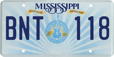 MS license plate BNT118