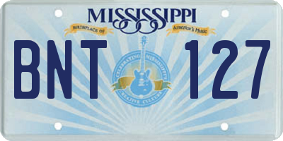 MS license plate BNT127