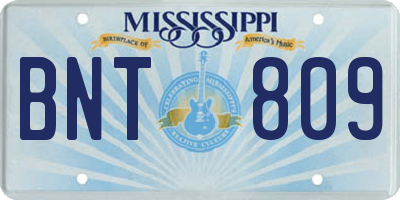 MS license plate BNT809