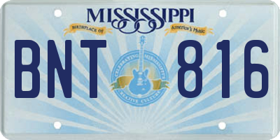 MS license plate BNT816