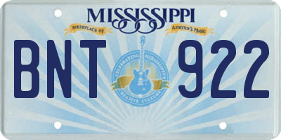 MS license plate BNT922