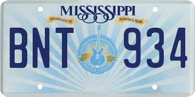 MS license plate BNT934