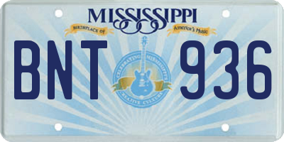 MS license plate BNT936