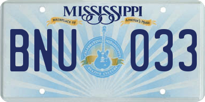 MS license plate BNU033