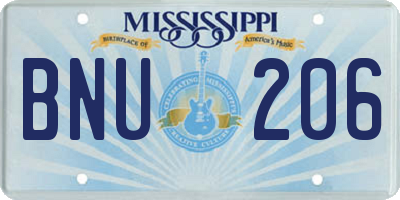 MS license plate BNU206