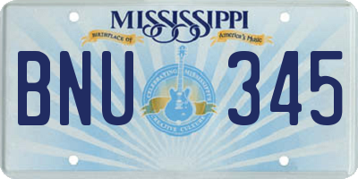 MS license plate BNU345