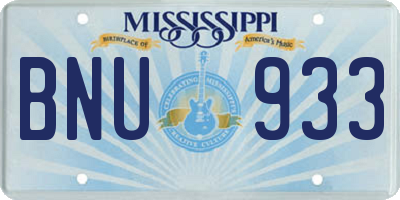 MS license plate BNU933