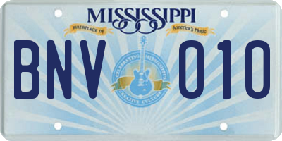 MS license plate BNV010