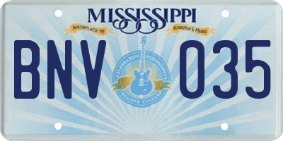 MS license plate BNV035